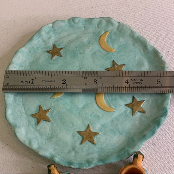 Miniature Tea Set Angels Tea Cups Plates Moon Stars Resin VTG 1995 Young's Inc - Picture 14 of 16